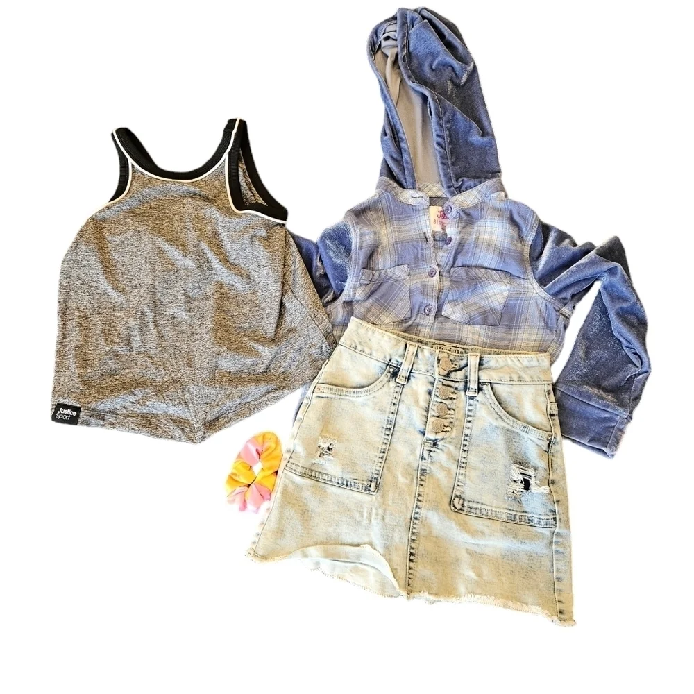Justice Girls Bundle Lot Tops Skirt 3 pieces